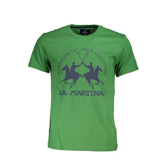 T-shirt La Martina Elegante in cotone verde con stampa iconica