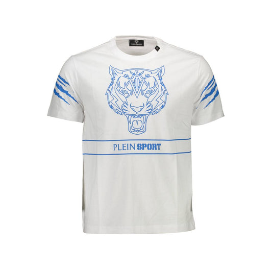 Plein Sport T-shirt in cotone bianco elegante con contrasti audaci