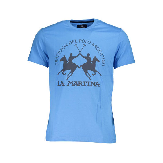 T-shirt in cotone blu regale La Martina con stampa classica