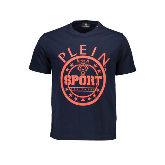 T-shirt Plein Sport in cotone blu rialzato con dettagli esclusivi