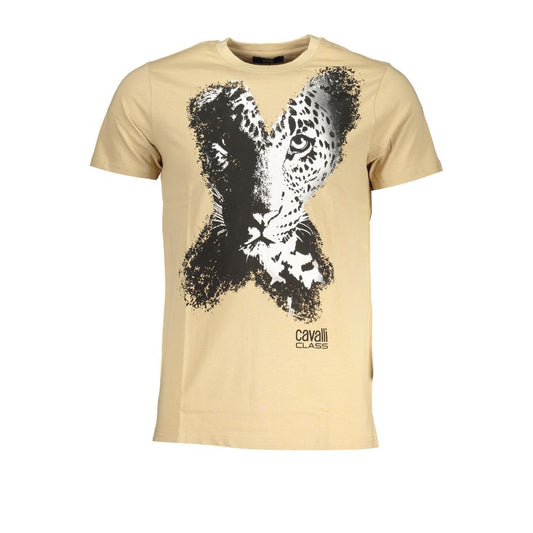 Cavalli Class Beige Cotton T-Shirt