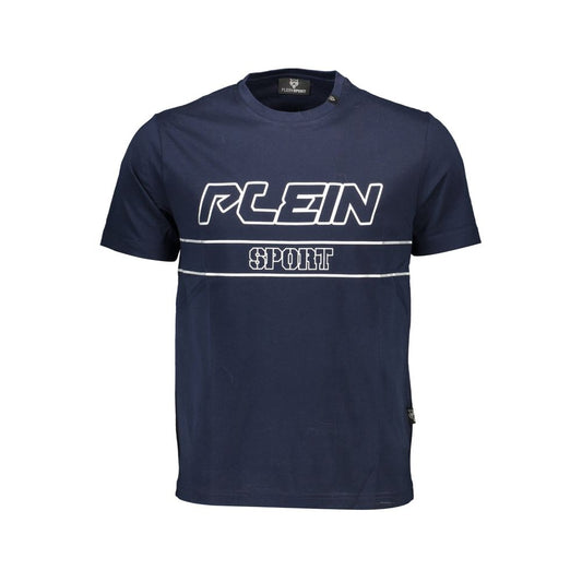 Plein Sport Electrify T-shirt girocollo blu con logo in risalto