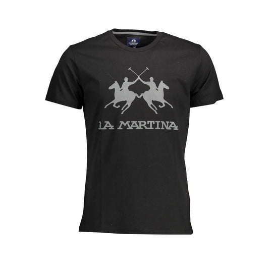 T-shirt La Martina elegante nera girocollo in cotone