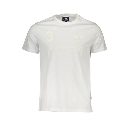 T-shirt girocollo bianca elegante La Martina con stampa logo