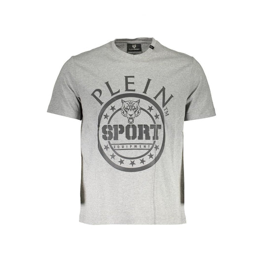 Plein Sport Athletic серая хлопковая футболка с круглым вырезом