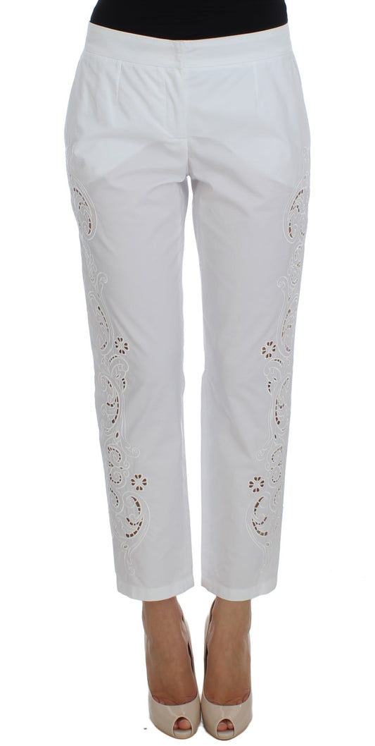 Dolce &amp; Gabbana eleganti pantaloni eleganti con ritaglio floreale bianco