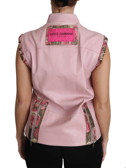 Dolce &amp; Gabbana Splendido gilet in pelle senza maniche rosa