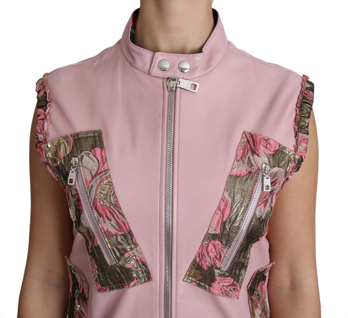 Dolce &amp; Gabbana Splendido gilet in pelle senza maniche rosa