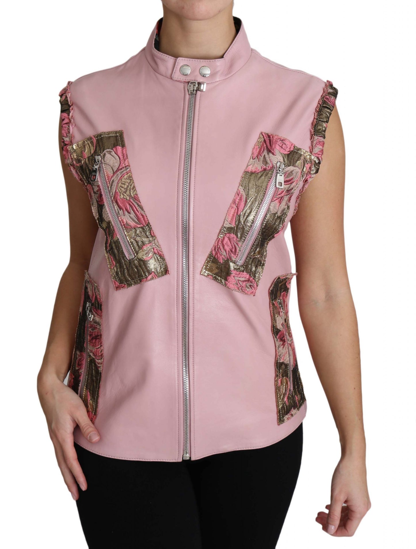 Dolce &amp; Gabbana Splendido gilet in pelle senza maniche rosa