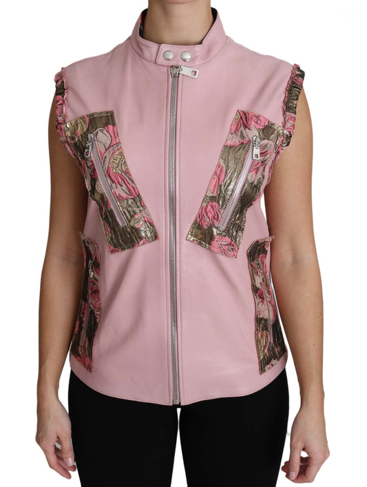 Dolce &amp; Gabbana Splendido gilet in pelle senza maniche rosa