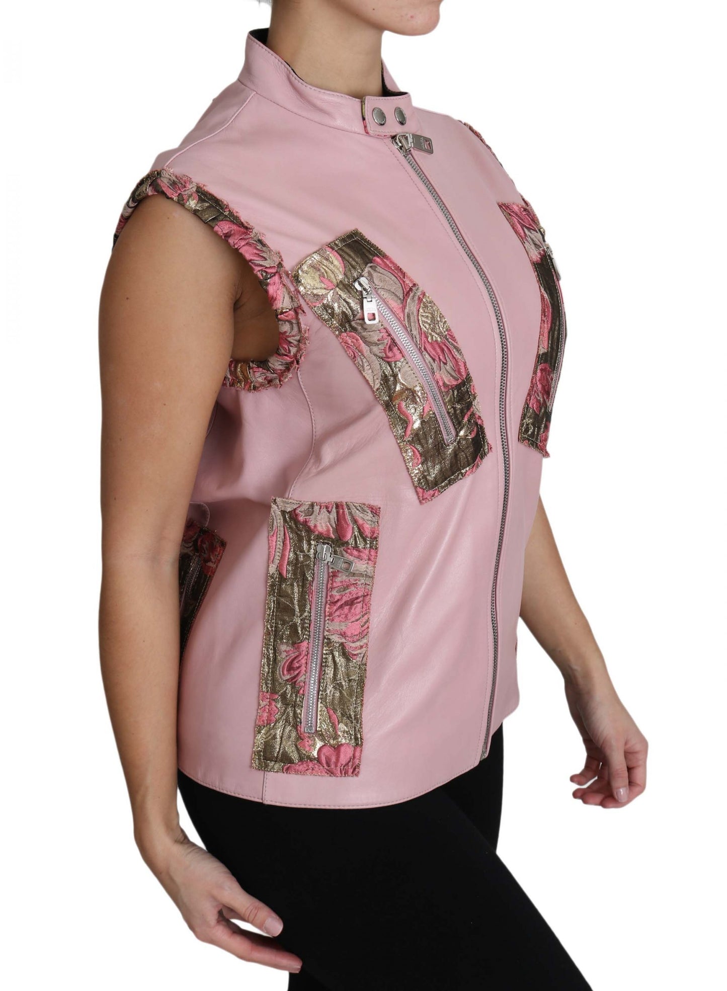 Dolce &amp; Gabbana Splendido gilet in pelle senza maniche rosa