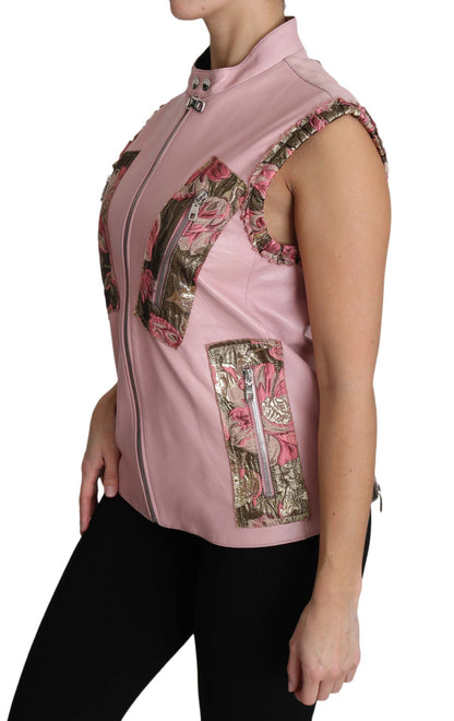 Dolce &amp; Gabbana Splendido gilet in pelle senza maniche rosa