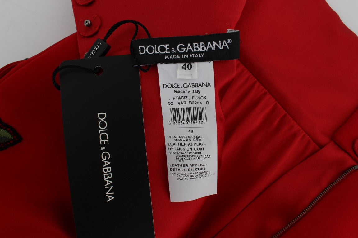 Dolce &amp; Gabbana Pantaloncini ricamati a vita alta in seta elegante