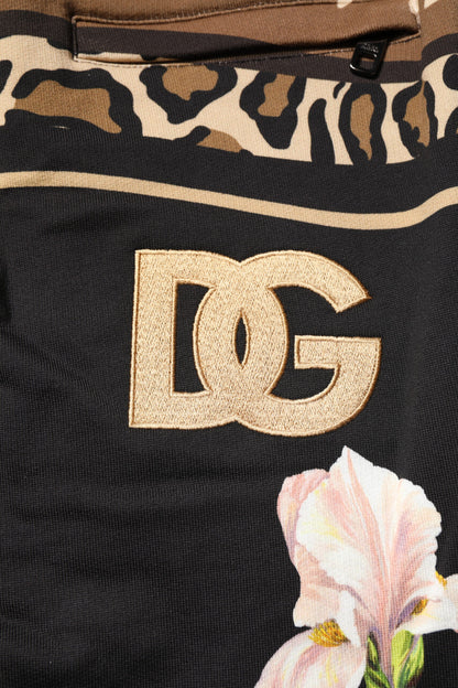 Dolce & Gabbana Black Floral Cotton Jogger Sweatpants Pants