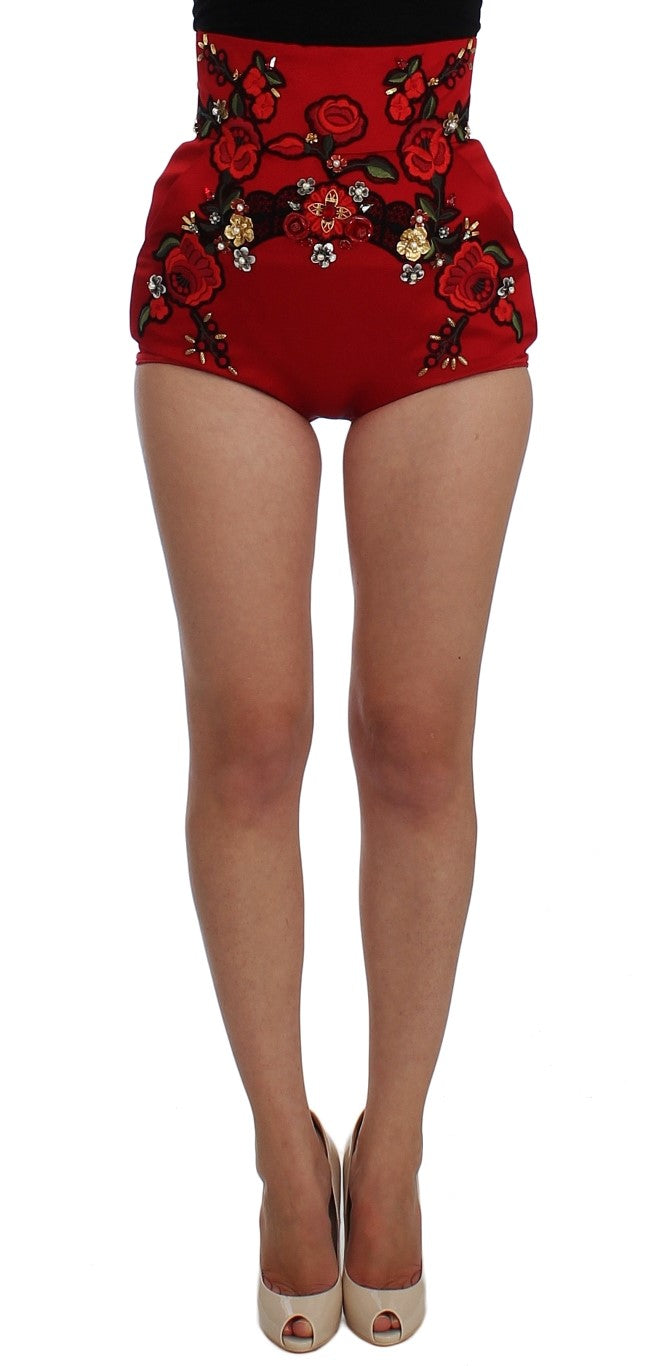 Shorts in seta con cristalli Enchanted Sicily di Dolce &amp; Gabbana