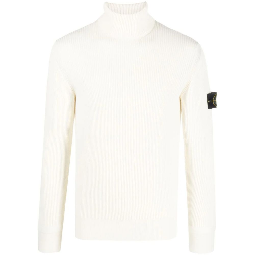 Stone Island White Wool Sweater
