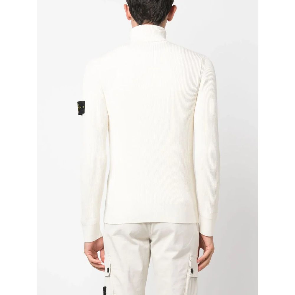 Stone Island White Wool Sweater
