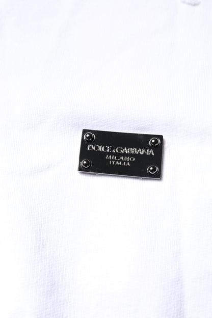 Dolce & Gabbana White Cotton Men Pullover Sweatshirt Sweater