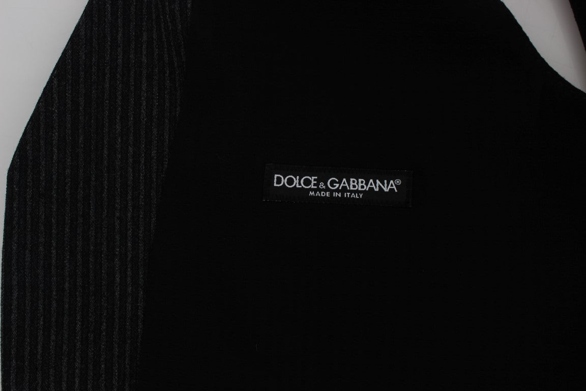 Dolce &amp; Gabbana Элегантный серый шерстяной жилет в полоску