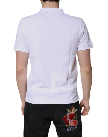 Dolce & Gabbana White Cotton Crown Collared Men Polo T-shirt