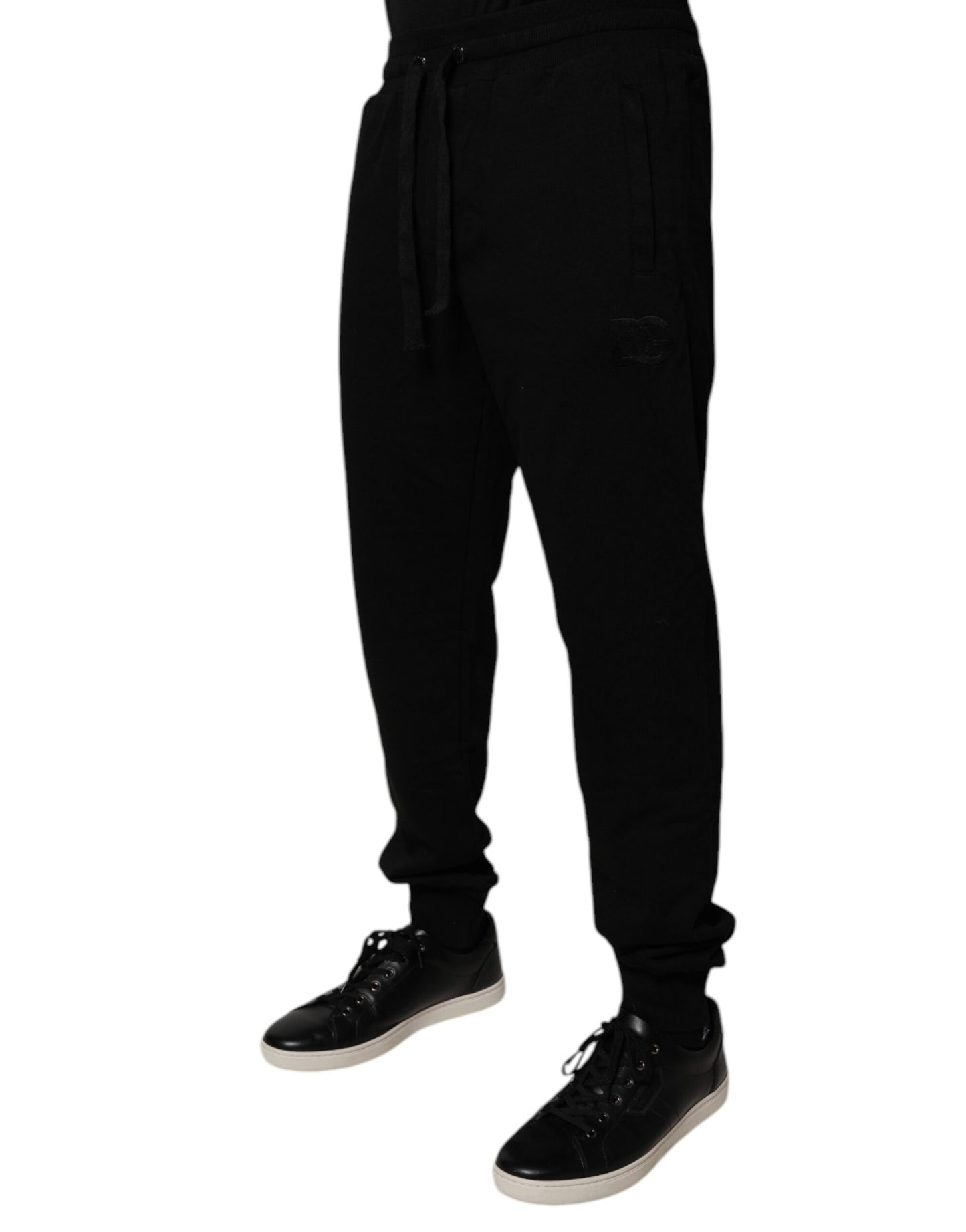 Dolce & Gabbana Black Cotton Mid Waist Jogger Sweatpants Pants