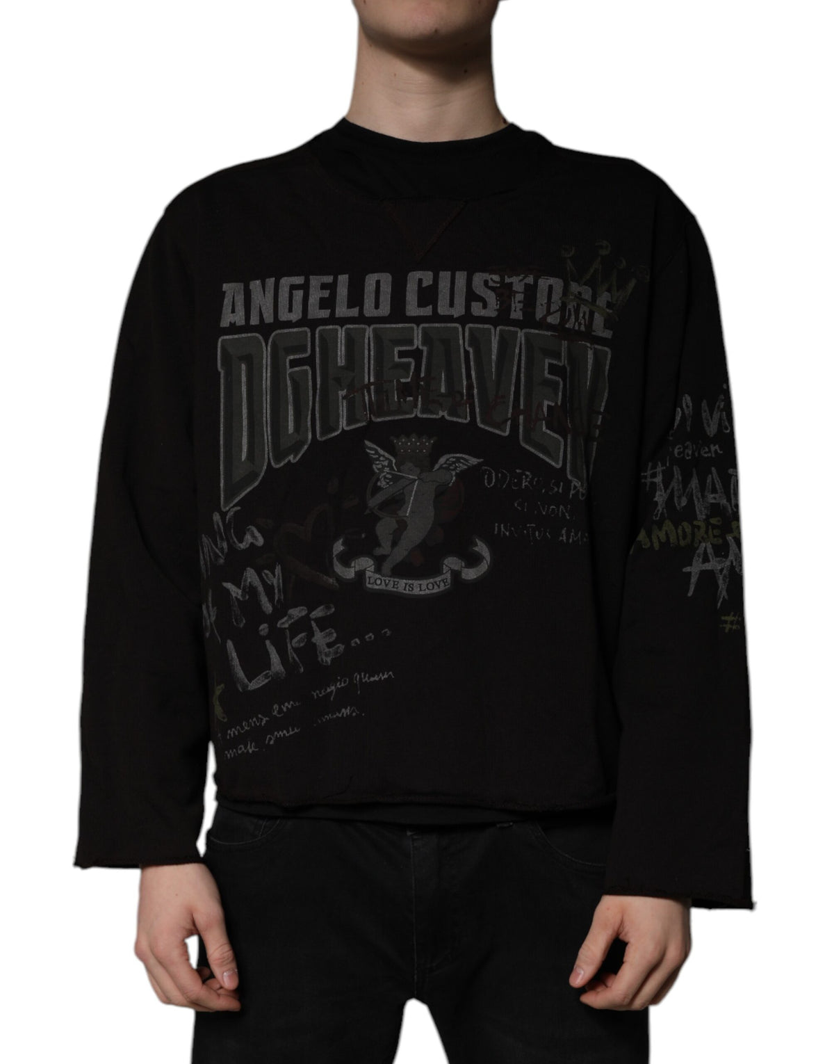 Dolce & Gabbana Black DG Heaven Crew Neck Pullover Sweater