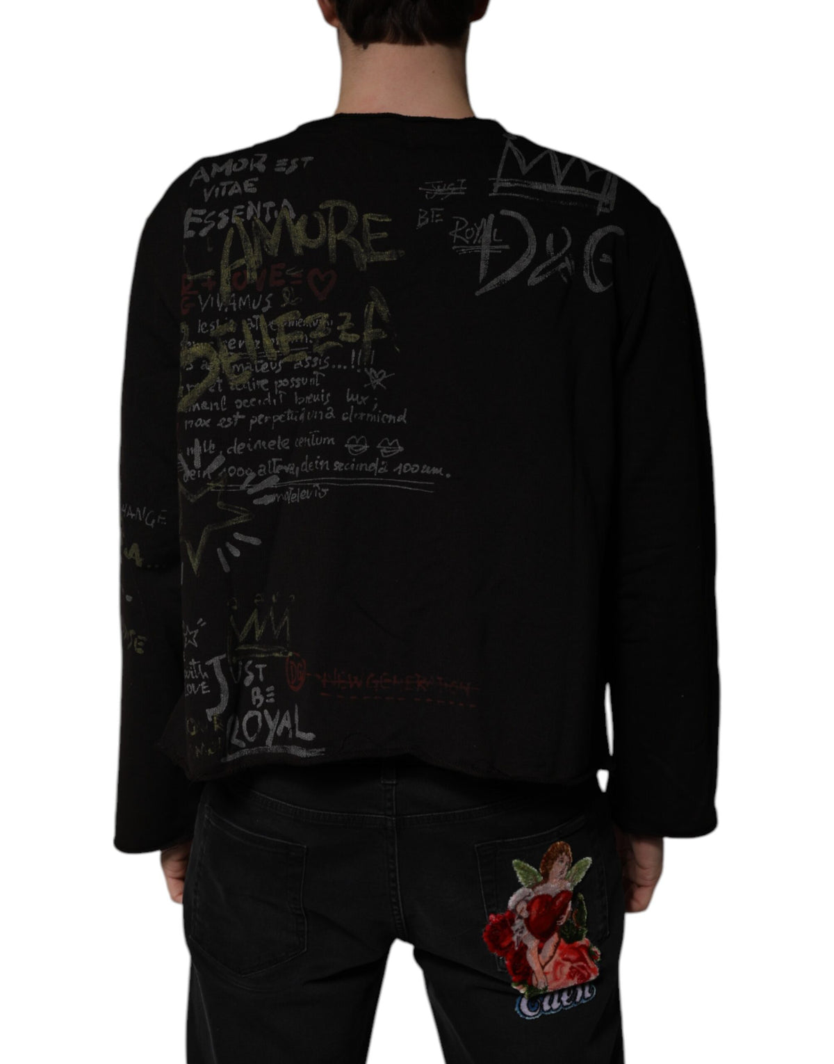 Dolce & Gabbana Black DG Heaven Crew Neck Pullover Sweater