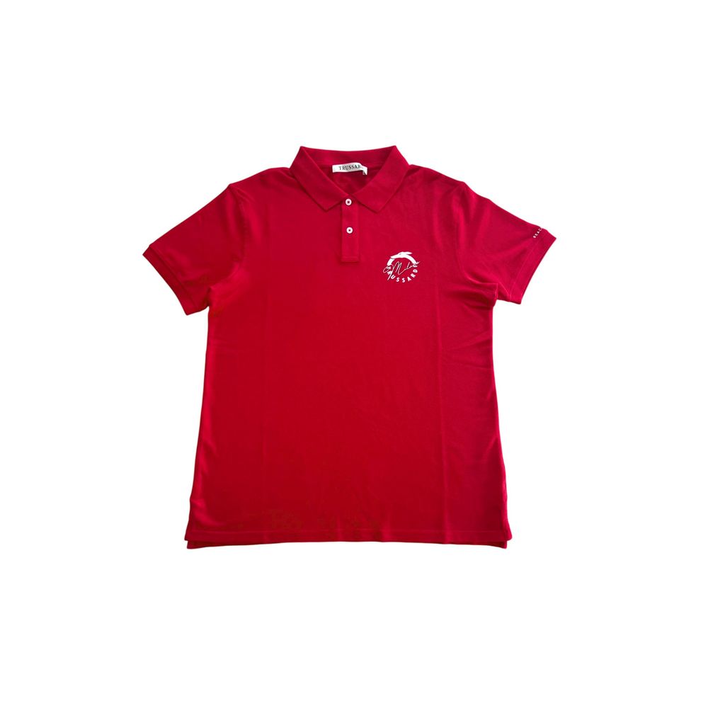 Trussardi Beachwear Red Cotton Mens Polo Shirt