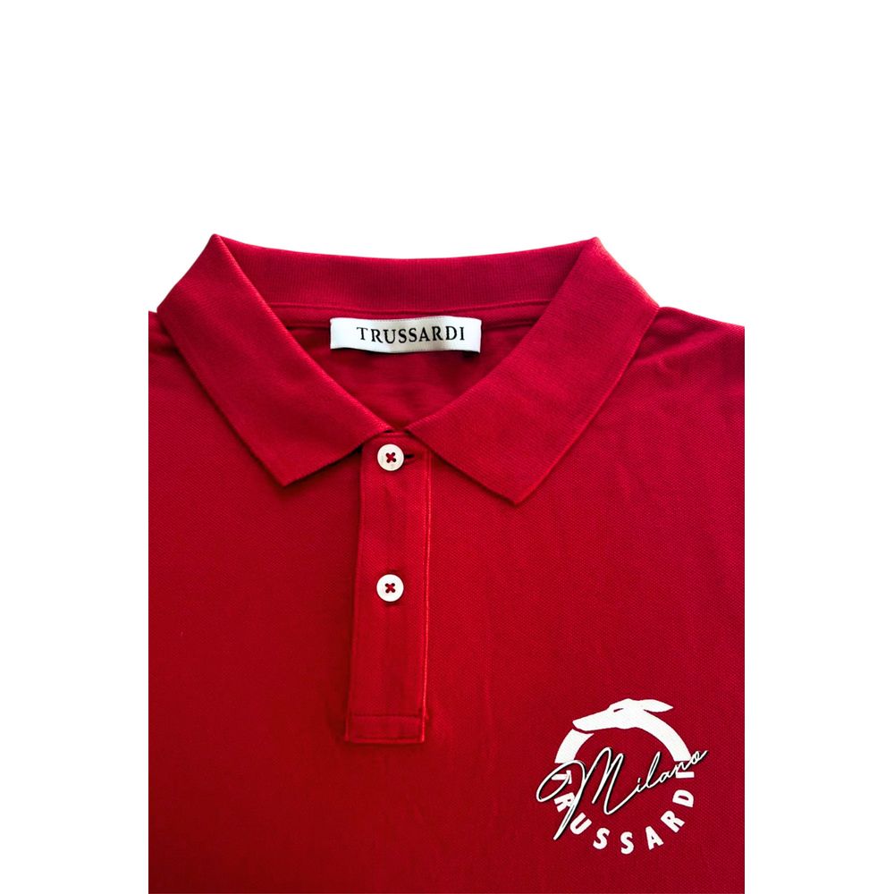 Trussardi Beachwear Red Cotton Mens Polo Shirt