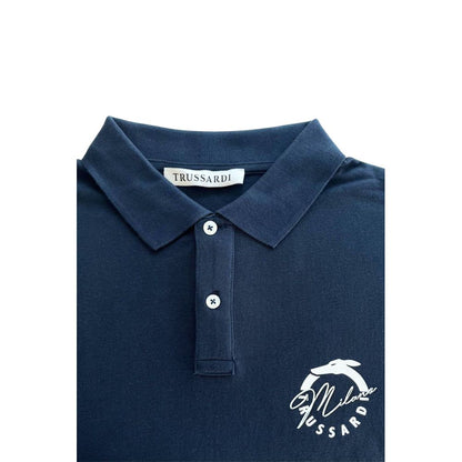 Trussardi Beachwear Blue Cotton Men Polo Shirt