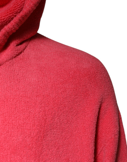 Dolce & Gabbana Red Cotton Knit Hooded Men Pullover Sweater