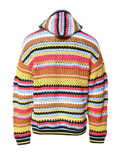 Dolce & Gabbana Multicolor Cotton Hooded Pullover Sweater