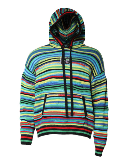 Dolce & Gabbana Multicolor Cotton Hooded Pullover Sweater