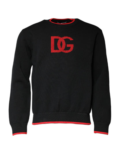 Dolce & Gabbana Black Nylon DGLogo Knit Men Pullover Sweater