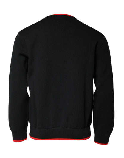 Dolce & Gabbana Black Nylon DGLogo Knit Men Pullover Sweater