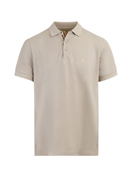 Burberry Pale Stone Cotton Collared Polo Shirt