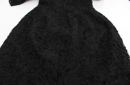 Dolce & Gabbana Elegant Black Floral Lace Maxi Dress - PER.FASHION