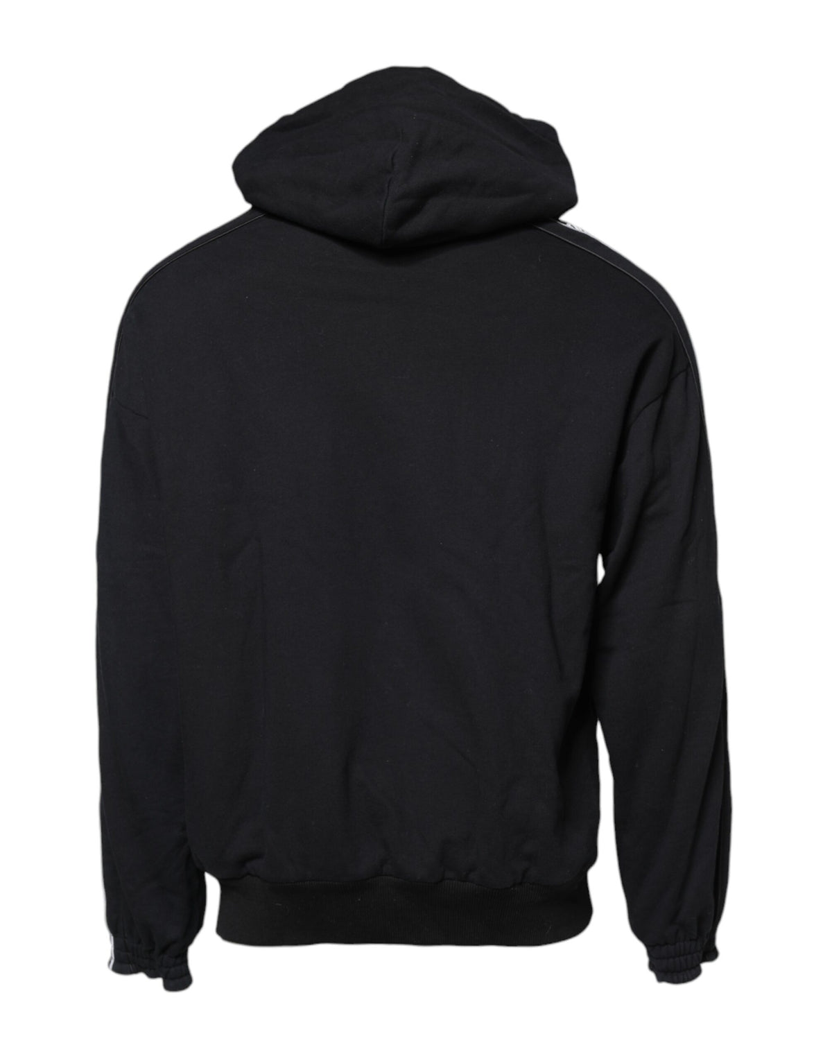 Dolce & Gabbana Black Cotton Logo Hooded Sweatshirt Sweater
