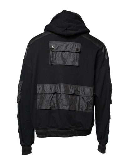 Dolce & Gabbana Black Cotton Hooded Sweatshirt Sweater