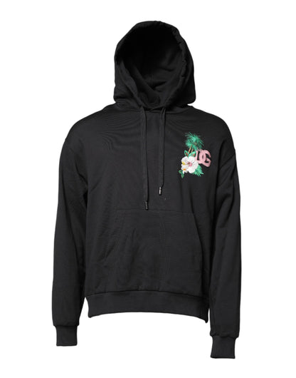 Dolce & Gabbana Black Embroidery Hooded Sweatshirt Sweater