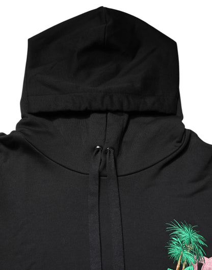 Dolce & Gabbana Black Embroidery Hooded Sweatshirt Sweater