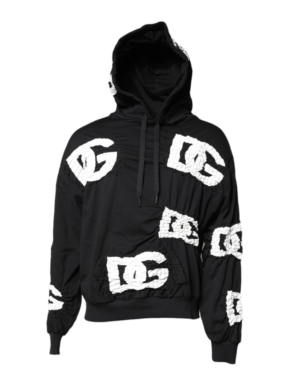 Dolce & Gabbana Black Logo Print Hooded Sweatshirt Sweater