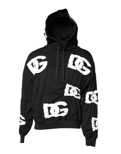 Dolce & Gabbana Black Logo Print Hooded Sweatshirt Sweater