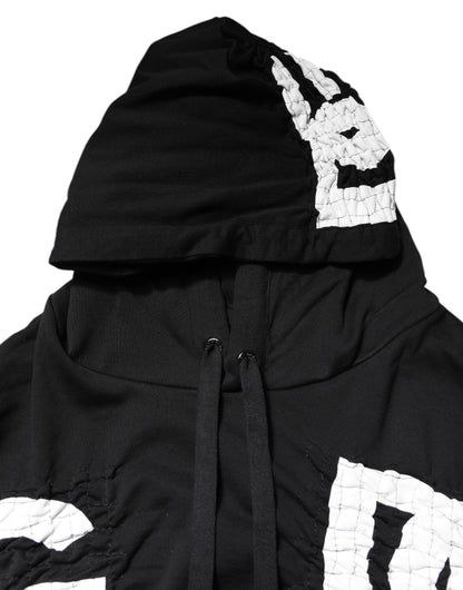 Dolce & Gabbana Black Logo Print Hooded Sweatshirt Sweater