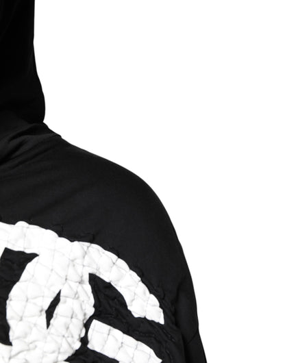 Dolce & Gabbana Black Logo Print Hooded Sweatshirt Sweater