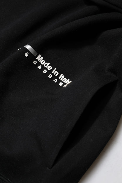 Dolce & Gabbana Black Cotton Logo Knitted Pullover Sweater