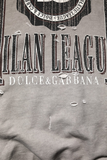 Dolce & Gabbana Gray Logo Print Crew Neck Pullover Sweater