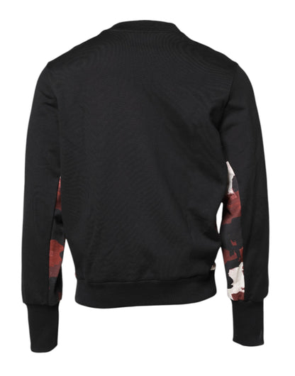 Dolce & Gabbana Black Embroidered Crew Neck Pullover Sweater