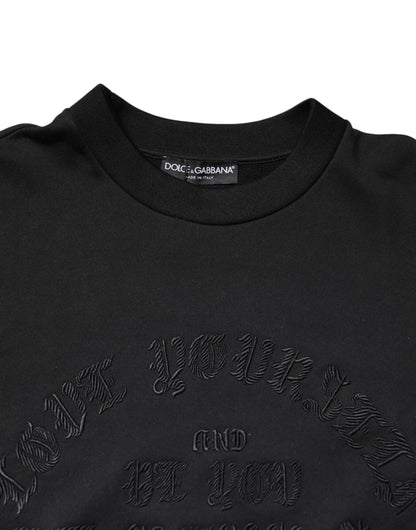 Dolce & Gabbana Black Embroidered Crew Neck Pullover Sweater