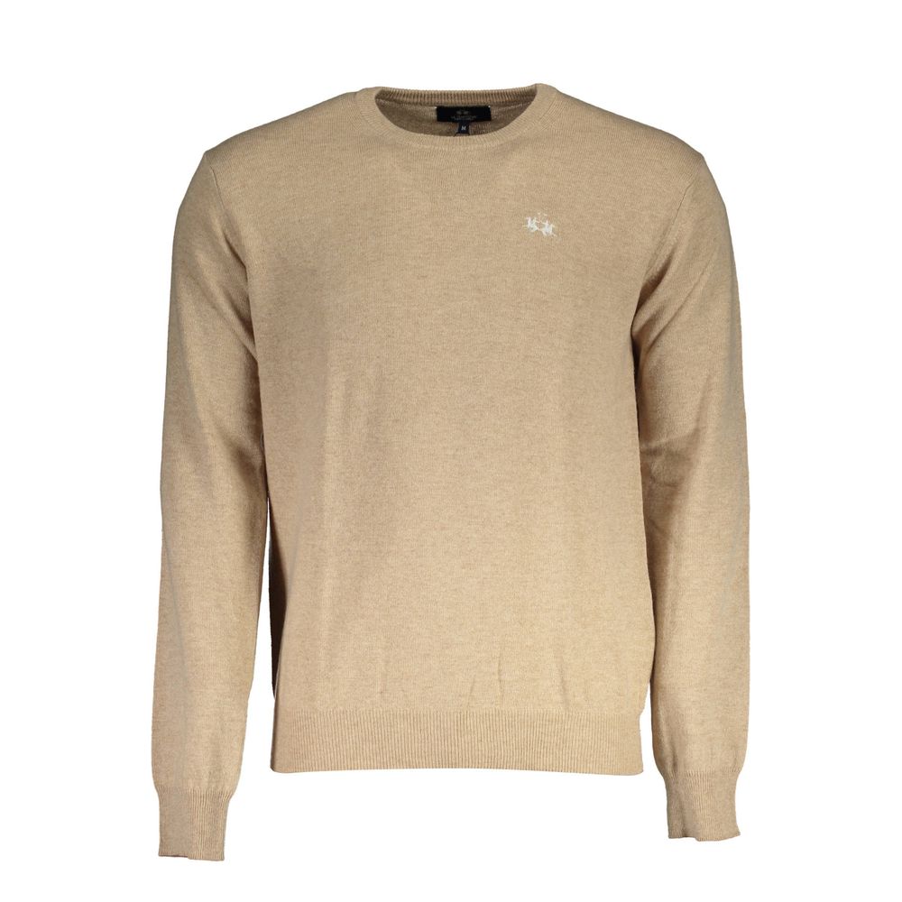 La Martina "Beige Wool Men Sweater Classic Comfort Knitwear"